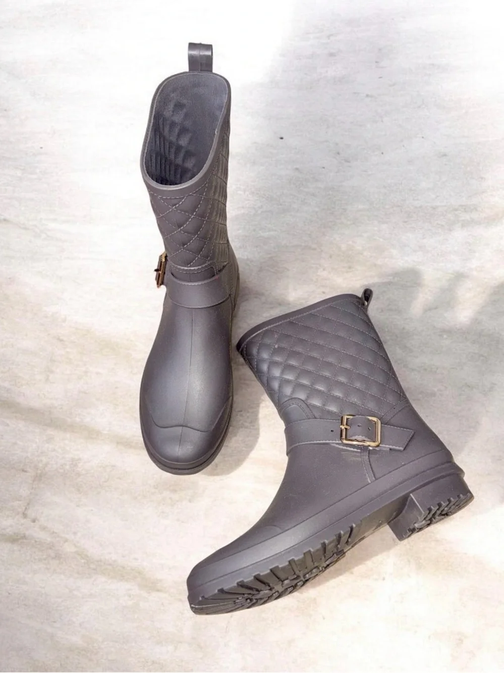 CAPELLI New York gray Quilt Mid-Calf RAIN BOOTS Women’s Wellies shoes size 7